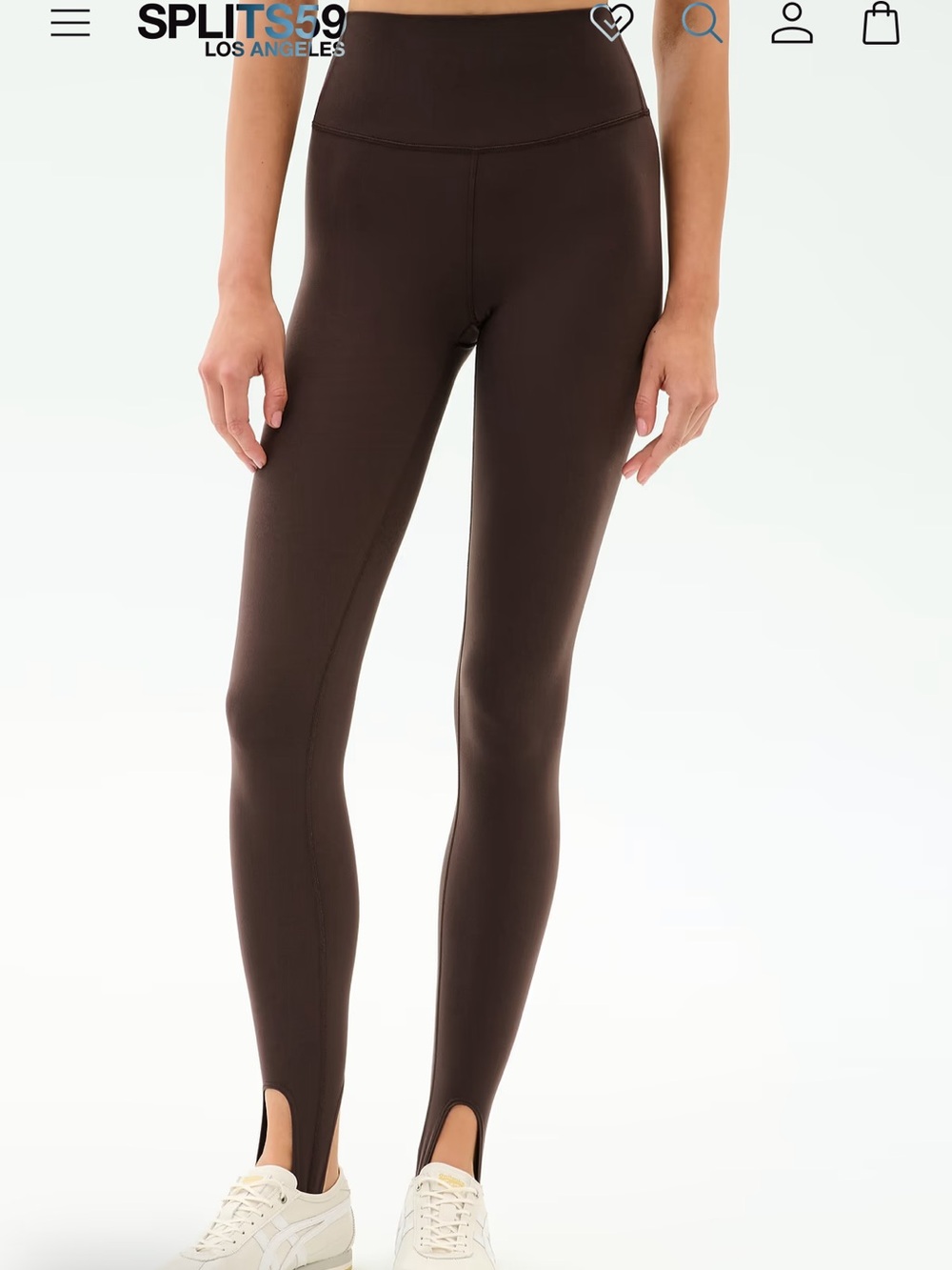 Splits59 dark chocolate brown high waisted river air weight stirrup leggings nwt